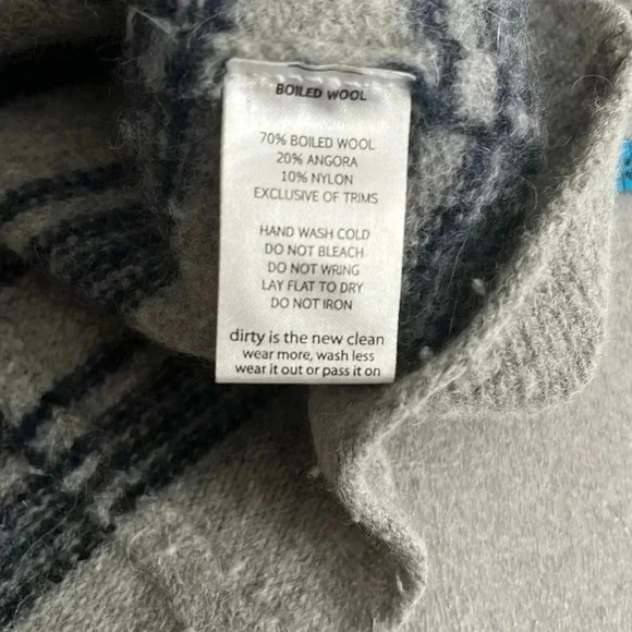 [M] Horny Toad Boiled Wool Blend Heartfelt Stripe  Button sweater grey blue - Picture 8 of 8